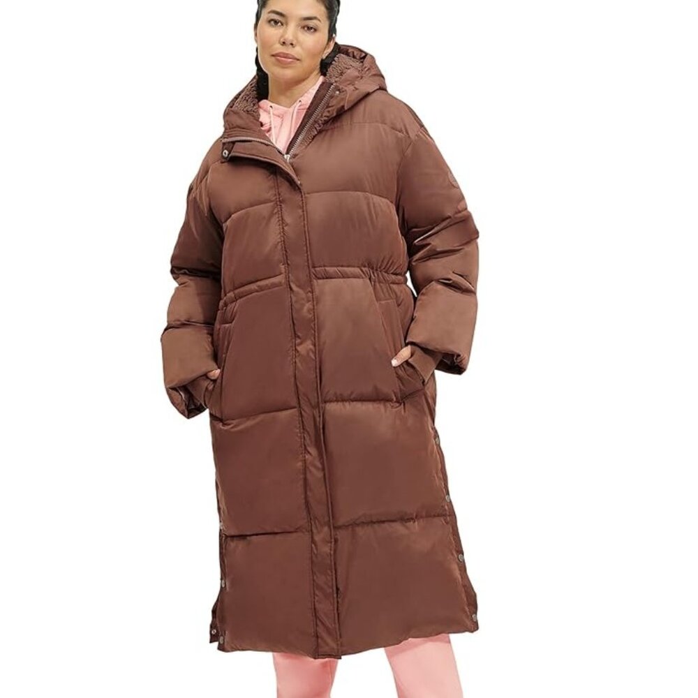 UGG Keeley Long Puffer Coat XL Dark Chestnut Brown
